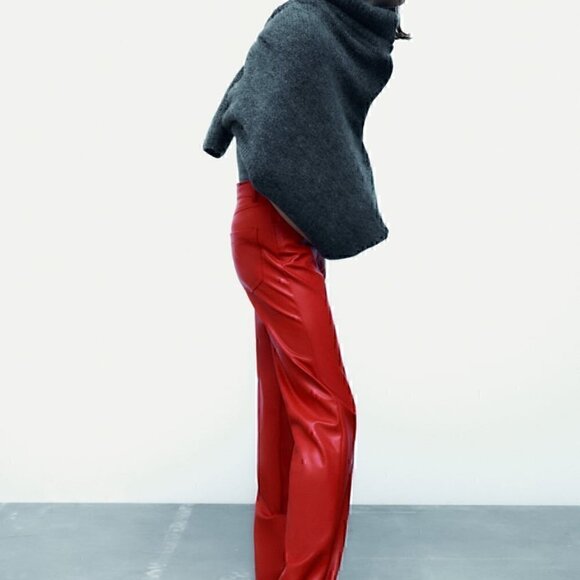 Zara FULL LENGTH FAUX LEATHER PANTS - Picture 5 of 7
